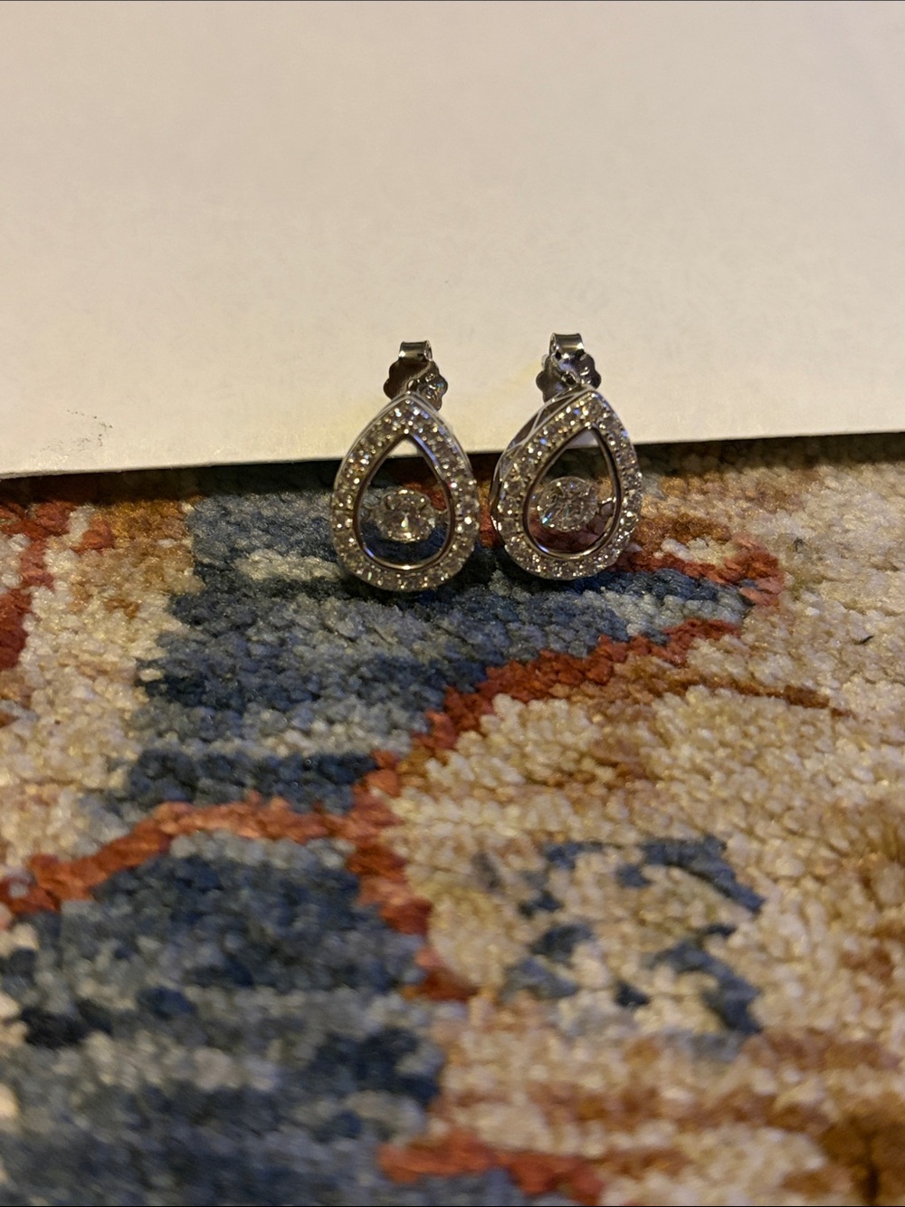 Sterling Silver Teardrop CZ Stud Earrings - Silver